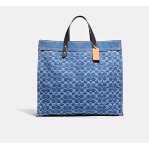 Coach Field Tote Bag 40 In Signature Denim